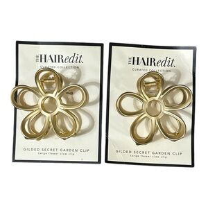 The Hair Edit Gold Flower Claw Clip Pack of 2 New With Tags